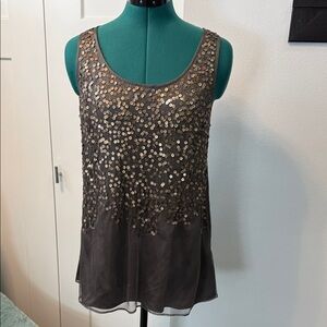 Banana Republic Grey Sequin Sleeveless Blouse